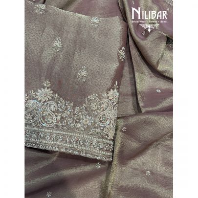 Rose Gold Lamé Tissue Unstitched Suit