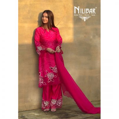 Ishmeen Arora In Our Magenta Pink Bandhani Print Pant Suit