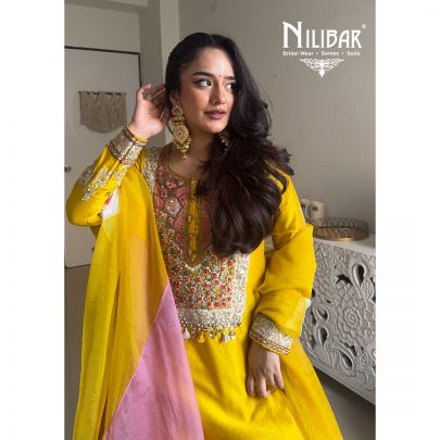 Yellow Silk Flared Palazzo Suit