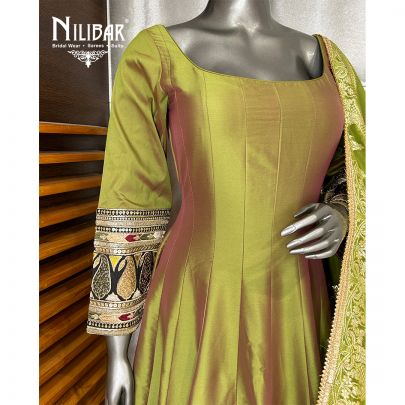 Mehandi Green Silk Anarkali Suit