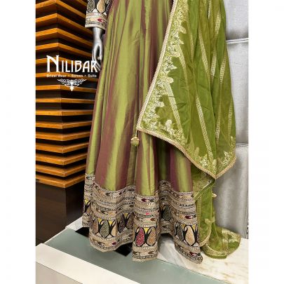 Mehandi Green Silk Anarkali Suit