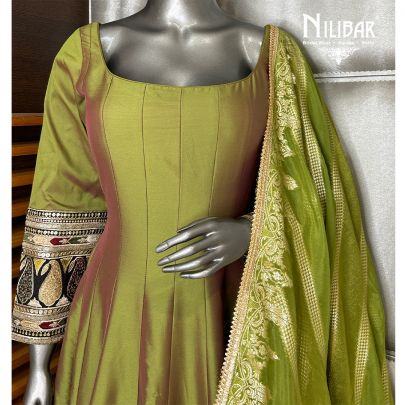Mehandi Green Silk Anarkali Suit