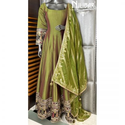 Mehandi Green Silk Anarkali Suit
