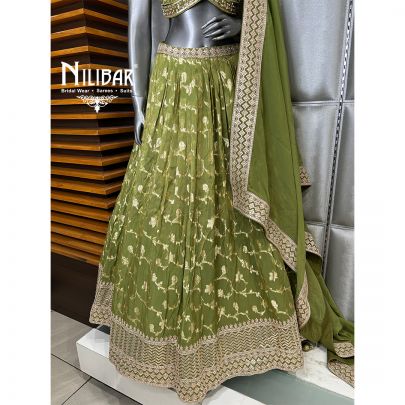 Light Mehandi Green Lehenga
