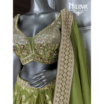 Light Mehandi Green Lehenga