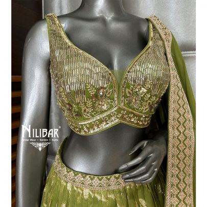 Light Mehandi Green Lehenga