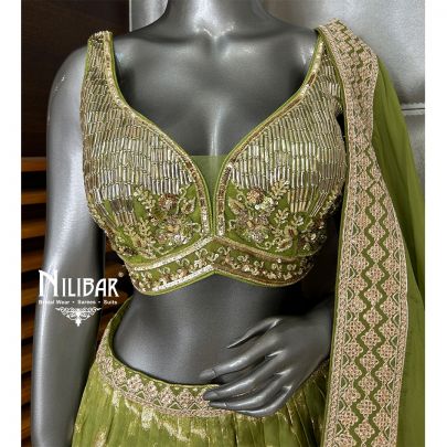 Light Mehandi Green Lehenga