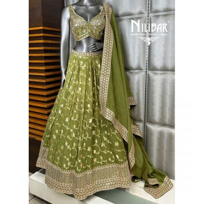 Light Mehandi Green Lehenga