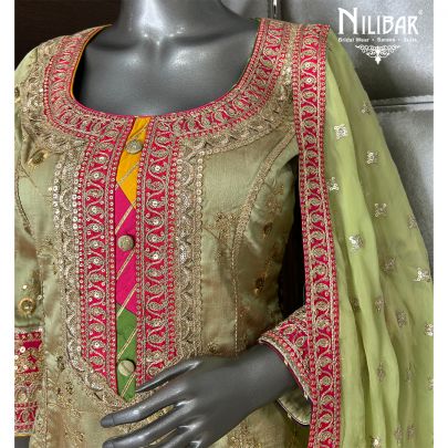 Tea Green Silk Suit