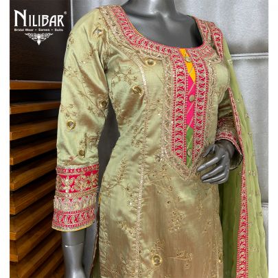 Tea Green Silk Suit