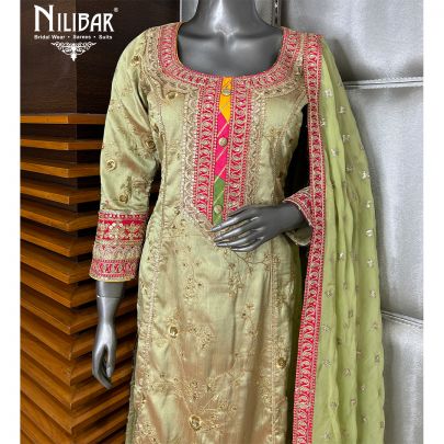 Tea Green Silk Suit