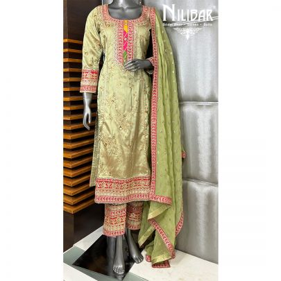 Tea Green Silk Suit