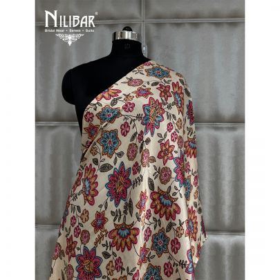 Milky Cream Mul Cotton Printed Dupatta