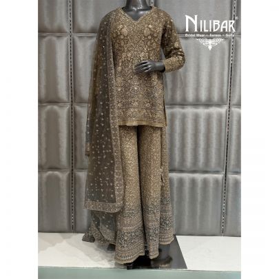 Tan Gold Georgette Jaffa Set