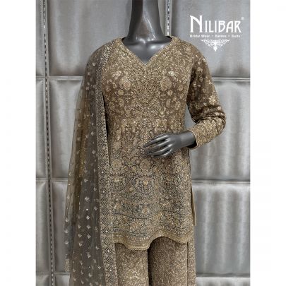 Tan Gold Georgette Jaffa Set