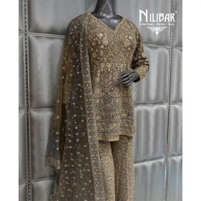 Tan Gold Georgette Jaffa Set