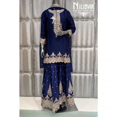 Royal Blue Crepe Jaffa Set