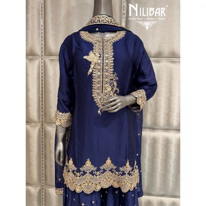 Royal Blue Crepe Jaffa Set