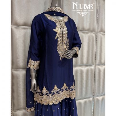 Royal Blue Crepe Jaffa Set