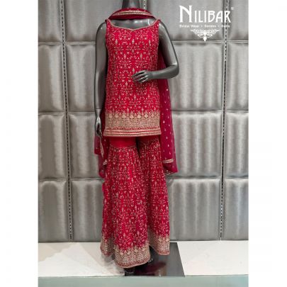 Hot Pink Georgette Sharara Suit