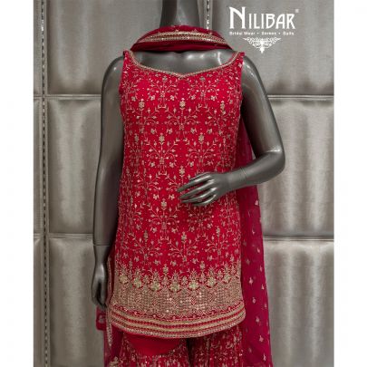 Hot Pink Georgette Sharara Suit
