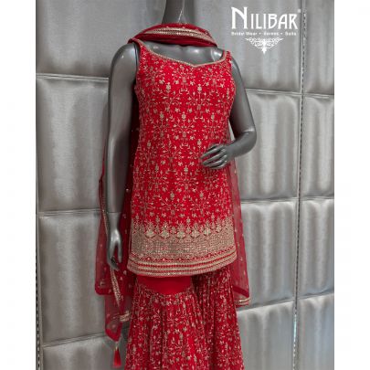 Hot Pink Georgette Sharara Suit