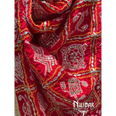 Red Gaji Silk Bandhani Dupatta