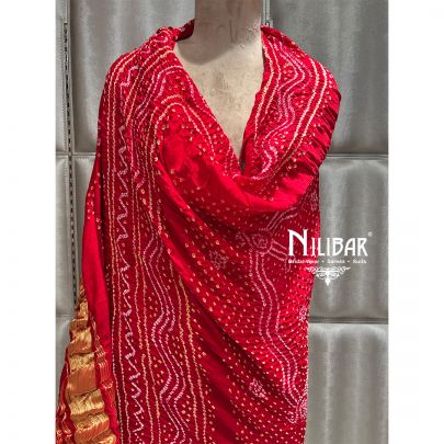 Red Gaji Silk Bandhani Dupatta