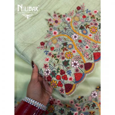 Pista Green Tussar Silk Shirt & Dupatta Paired With Plain Bottom