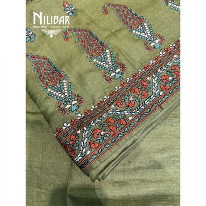 Grey Silk Shirt & Dupatta Paired With Plain Bottom