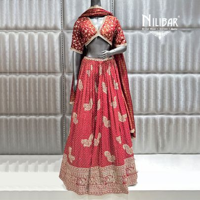 Rust Lamé tissue Casual Lehenga