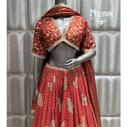 Rust Lamé tissue Casual Lehenga