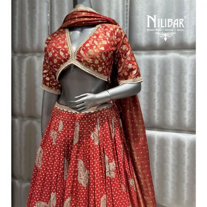 Rust Lamé tissue Casual Lehenga