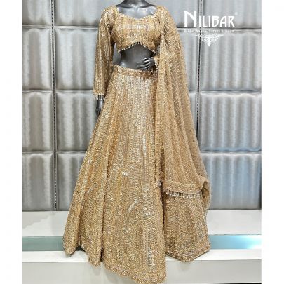 Light Gold Net Casual Lehenga