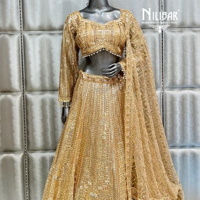 Light Gold Net Casual Lehenga