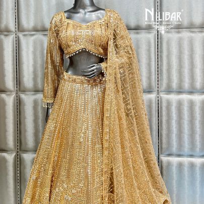 Light Gold Net Casual Lehenga