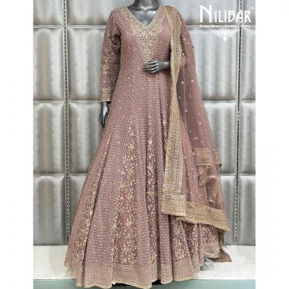 Mauve Georgette Anarkali Suit With Net Dupatta