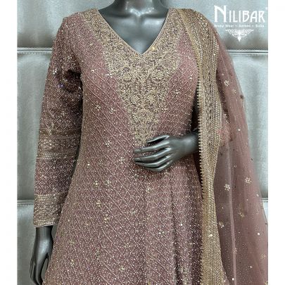 Mauve Georgette Anarkali Suit With Net Dupatta