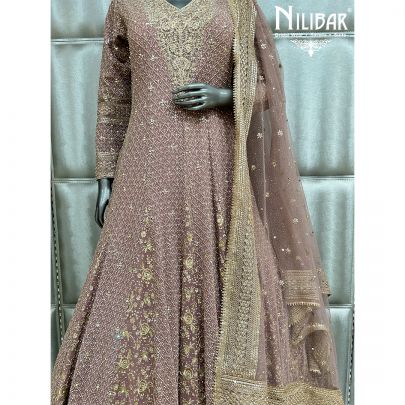 Mauve Georgette Anarkali Suit With Net Dupatta