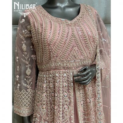 Baby Pink Georgette Anarkali Suit With Net Dupatta