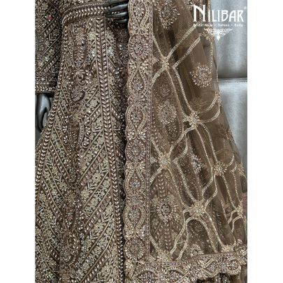 Light Brown Georgette Anarkali Suit With Net Dupatta