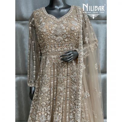 Ivory Georgette Anarkali Suit With Net Dupatta