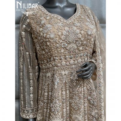 Ivory Georgette Anarkali Suit With Net Dupatta