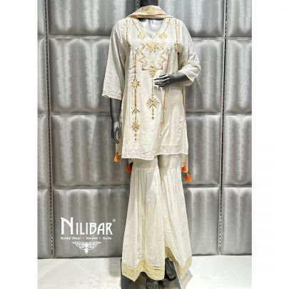 Cream Cotton Garara Suit