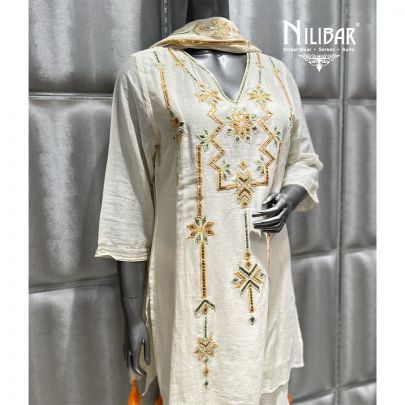 Cream Cotton Garara Suit