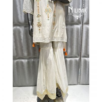 Cream Cotton Garara Suit