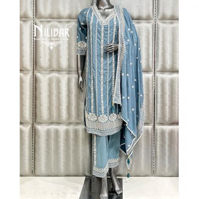 Cadet Gray Cotton Pants Suit
