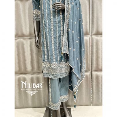 Cadet Gray Cotton Pants Suit