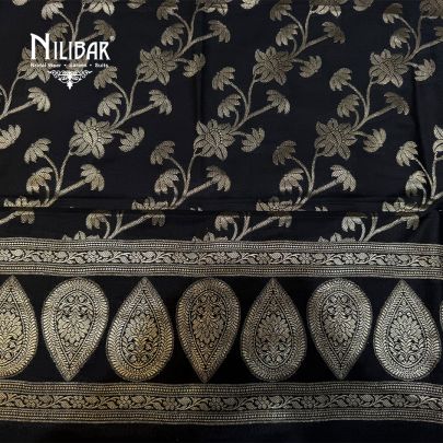 Black & Beige Banarasi Silk Shirt & Dupatta Paired With Silk Bottom
