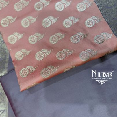 Peach & Violet Banarasi Silk Shirt & Dupatta Paired With Silk Bottom